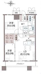 グランドミッドタワーズ大宮フォレストタワー 2LDKの間取図画像