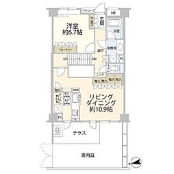 東急田園都市線 二子玉川駅 徒歩5分の賃貸マンション 1階1LDKの間取り