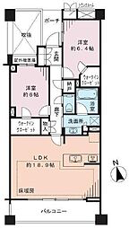 京王線 芦花公園駅 徒歩8分の賃貸マンション 4階2LDKの間取り