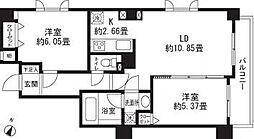 東急田園都市線 三軒茶屋駅 徒歩12分の賃貸マンション 1階2LDKの間取り