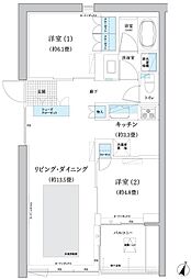 ガーデニエール砧WEST 3階2LDKの間取り
