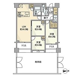 小田急小田原線 成城学園前駅 徒歩16分の賃貸マンション 1階3LDKの間取り