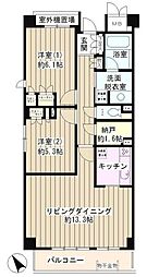 小田急小田原線 千歳船橋駅 徒歩8分の賃貸マンション 1階2LDKの間取り
