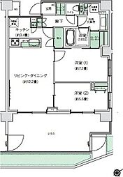 東急田園都市線 梶が谷駅 徒歩1分の賃貸マンション 1階2LDKの間取り