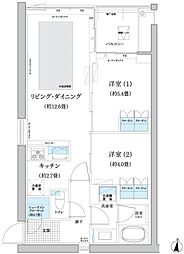 小田急小田原線 千歳船橋駅 徒歩10分の賃貸マンション 10階2LDKの間取り