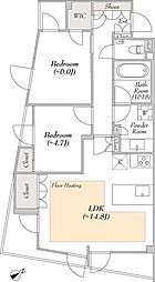 東京メトロ日比谷線 恵比寿駅 徒歩4分の賃貸マンション 3階2LDKの間取り