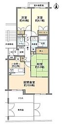 東急大井町線 等々力駅 徒歩12分の賃貸マンション 1階3LDKの間取り