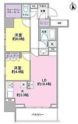 都営浅草線 中延駅 徒歩5分の賃貸マンション 5階2LDKの間取り