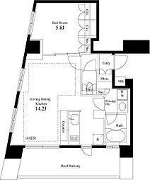 東京メトロ千代田線 代々木公園駅 徒歩2分の賃貸マンション 7階1LDKの間取り