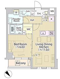 セリジェ池尻大橋 3階1LDKの間取り