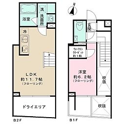 東京メトロ千代田線 代々木上原駅 徒歩3分の賃貸マンション 地下1階1LDKの間取り