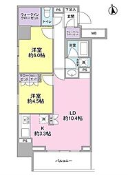 都営浅草線 中延駅 徒歩5分の賃貸マンション 12階2LDKの間取り