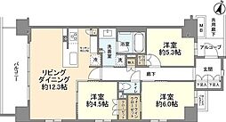 都営浅草線 西馬込駅 徒歩3分の賃貸マンション 7階3LDKの間取り