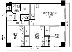 東急東横線 都立大学駅 徒歩2分の賃貸マンション 2階3LDKの間取り