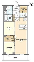 東急多摩川線 鵜の木駅 徒歩9分の賃貸マンション 2階2LDKの間取り