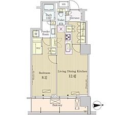 JR山手線 五反田駅 徒歩5分の賃貸マンション 8階1LDKの間取り