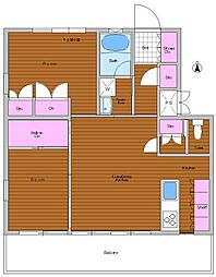 PLATEAU（プラトー） 3階2LDKの間取り