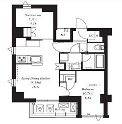 フレンシア青葉台 1SLDKの間取図画像