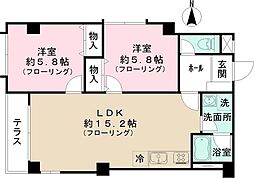 三井フラット 2LDKの間取図画像