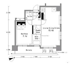 パークアクシス渋谷桜丘SOUTH 1LDKの間取図画像