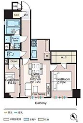 世田谷区三宿1丁目マンション 2LDKの間取図画像