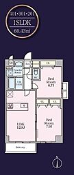 THE MANOR EXELSIOR 1SLDKの間取図画像