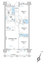 プレディアコート鷺沼 3LDKの間取図画像