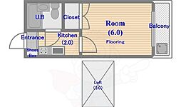 セドルハイム三鷹C 1Kの間取図画像