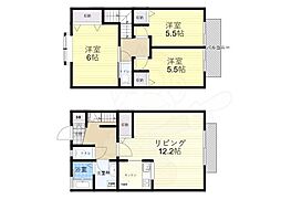 JR中央線 吉祥寺駅 バス13分 緑町二丁目下車 徒歩3分の賃貸テラスハウス 1階3LDKの間取り
