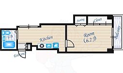 JR中央線 三鷹駅 徒歩12分の賃貸マンション 3階1Kの間取り