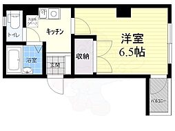 武蔵ビル 2階1Kの間取り