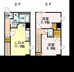 シルフィッド 2階2LDKの間取り