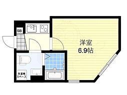 シアターハウス三園 2階1Kの間取り