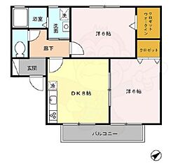 グランメール 1階2DKの間取り