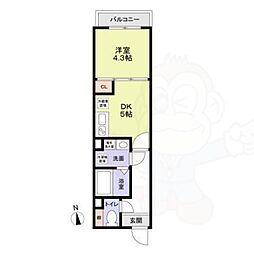 Ｊブラン関町 2階1DKの間取り