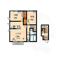 西武新宿線 西武柳沢駅 徒歩22分の賃貸アパート 2階2LDKの間取り