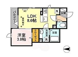 D-Style境 2階1LDKの間取り