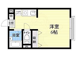 フラッツハナミズキ 2階1Kの間取り