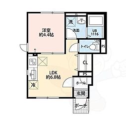 ヴィエント境南 1階1LDKの間取り