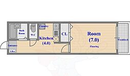 カーサベルデ 1Kの間取図画像