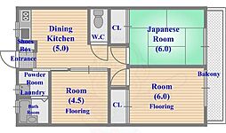 ハイネス福寿 3DKの間取図画像
