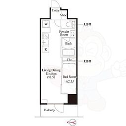 ハーモニーレジデンス東京武蔵関WESTSIDE 1LDKの間取図画像