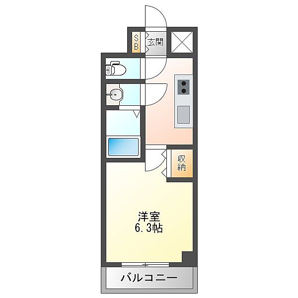 大阪府大阪市淀川区加島1丁目(賃貸マンション1K・9階・22.42㎡)の写真 その2