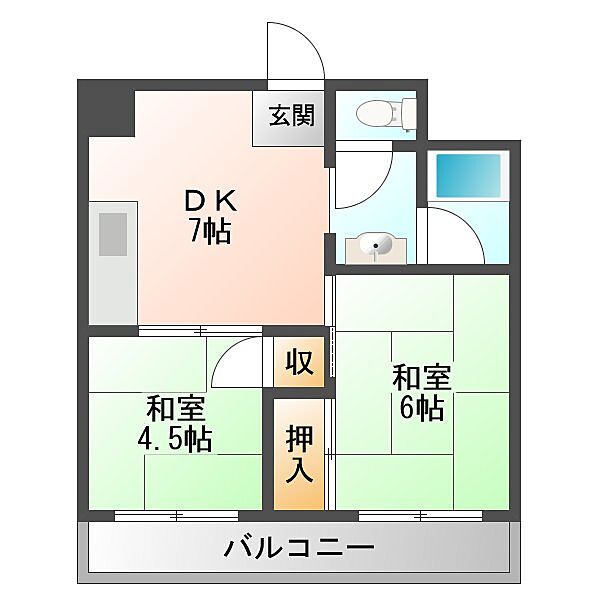 今川ハイツ ｜大阪府大阪市淀川区新高5丁目(賃貸マンション2DK・3階・37.12㎡)の写真 その2