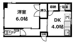 七澤ビル 3階1Kの間取り