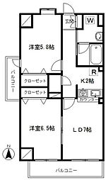 アウローラ浅草 2DKの間取図画像