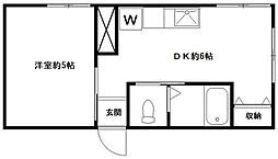 上野桜木セントラルマンション 1DKの間取図画像