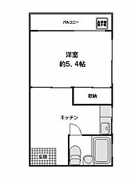 八木ビル 1Kの間取図画像