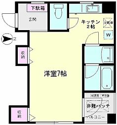 K.Mハイツ ワンルームの間取図画像