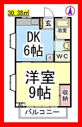 ハイツヤナギ 1DKの間取図画像